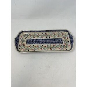 Unikat Hand Stamped Polish Stoneware‎ 14.75" Floral